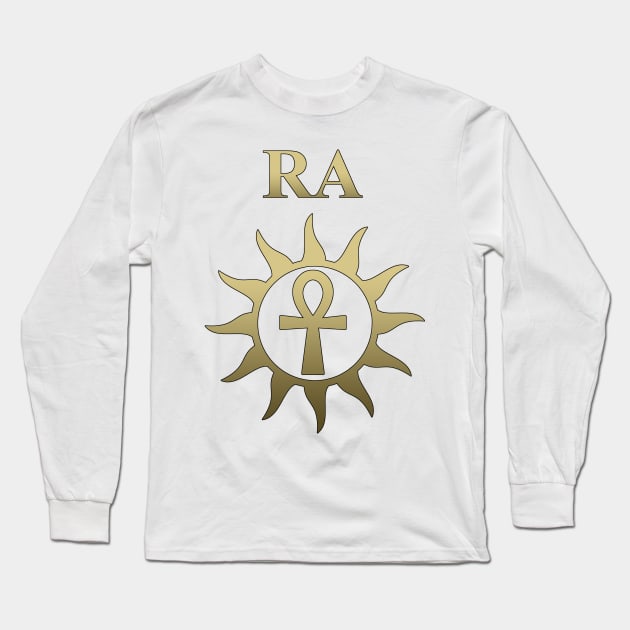 Ra Ancient Egyptian God Ankh of the Sun God Long Sleeve T-Shirt by AgemaApparel